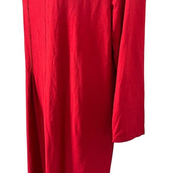 J Jill Wearever Womens Red Pleated Stretch Knit 3/4 Sleeve Above Length Dress M - Picture 11 of 16